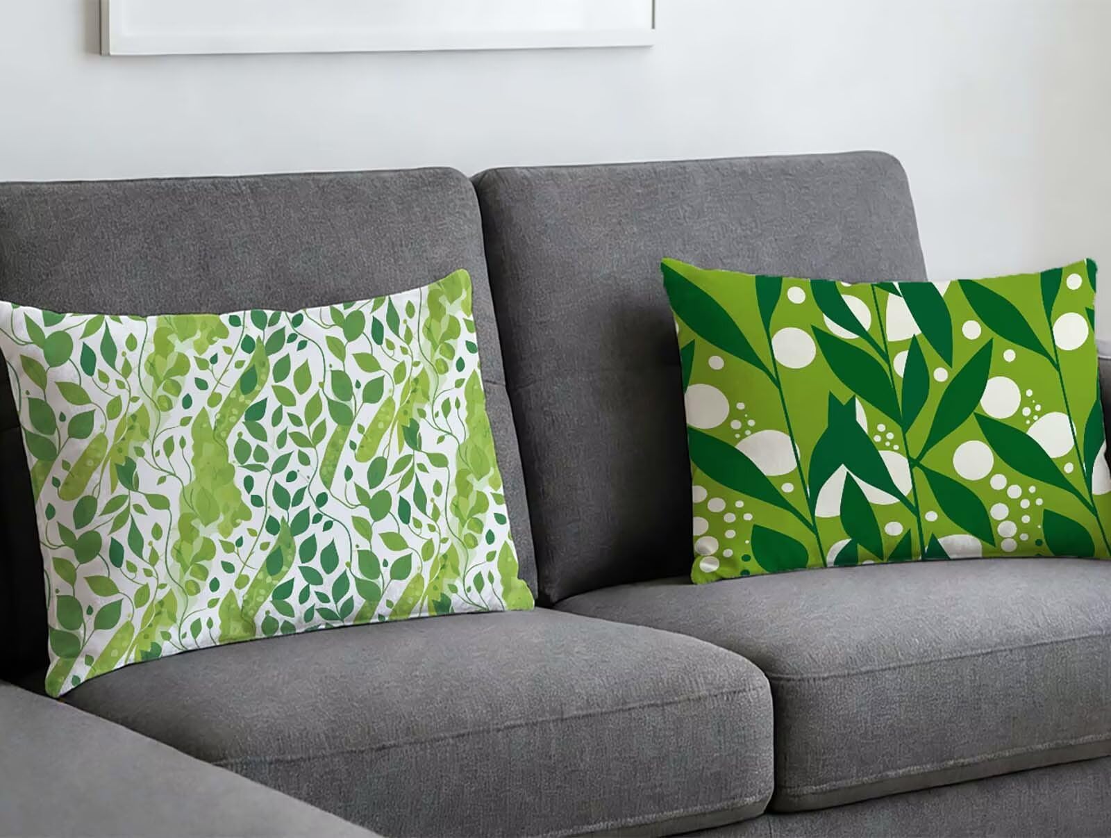 Lot de 2 housse de coussin vert taie oreiller 60x80 rectangulaire velours canapé O-282LQ