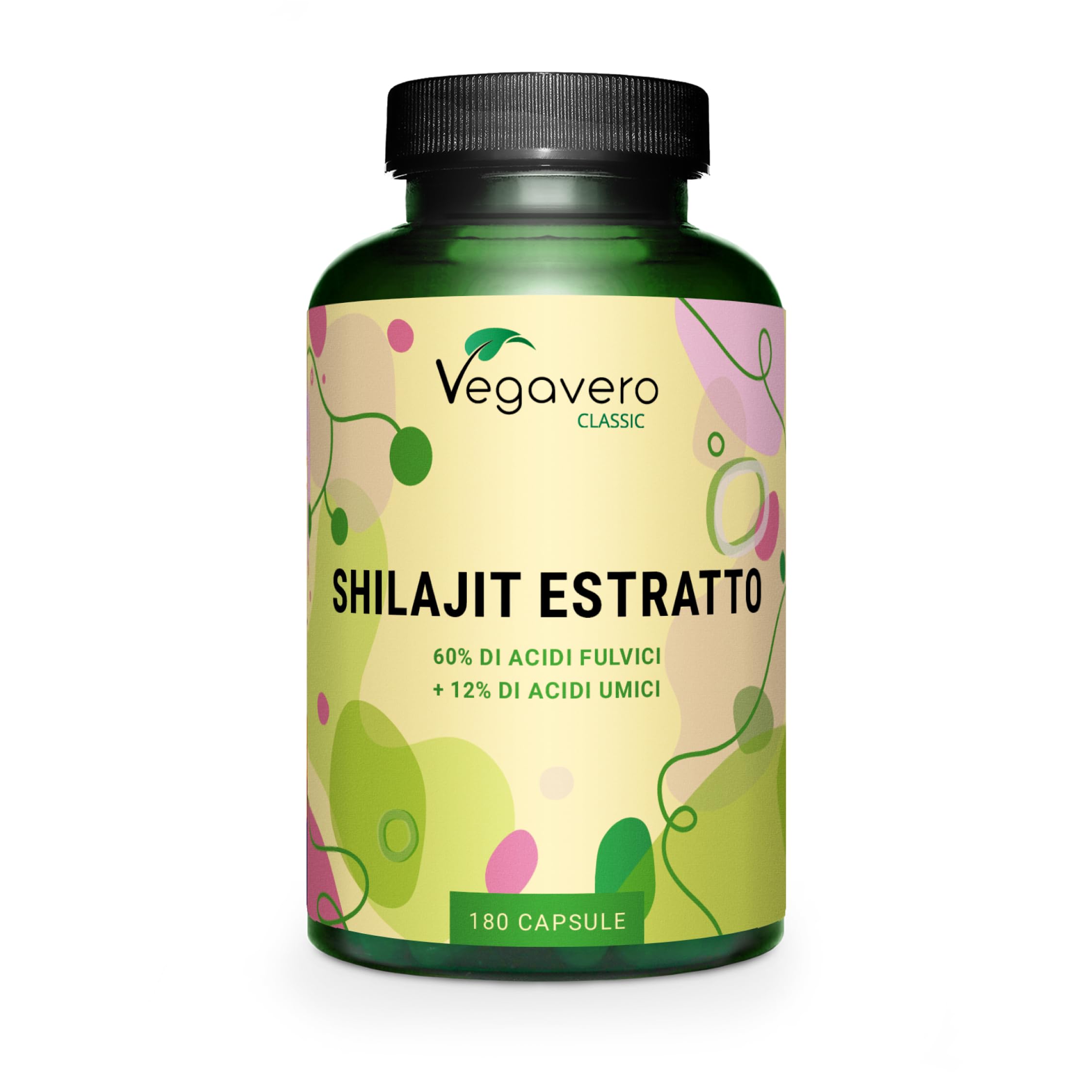 SHILAJIT MUMIJO Puro Vegavero® | 1.300 mg | con 60% Acidi Fulvici e 12% Acidi Umici | Mumio con più di 85 oligoelementi | Medicina Ayurveda e Tibetana | 180 capsule | Vegan