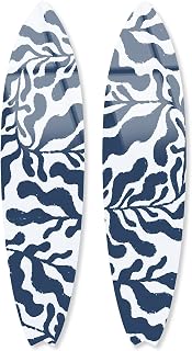 Blue and White Leaf Surfboard Set Acrylic Wall Art Die-Cut Coastal Modern High-Gloss Home Decor, 15" x 60"
