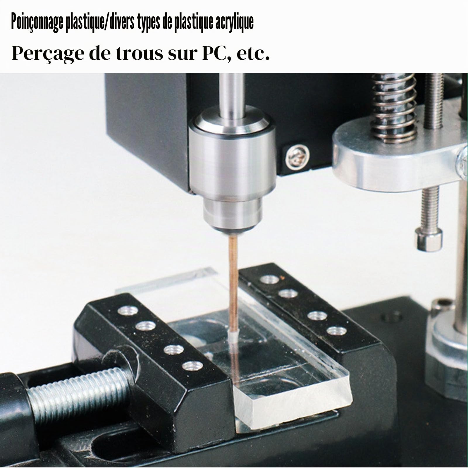Perceuse à colonne 250 W Mini perceuse d'établi 7 vitesses réglables Mandrin 0,3-4 mm 50 mm Hauteur réglable Métal, bois, acrylique, aluminium