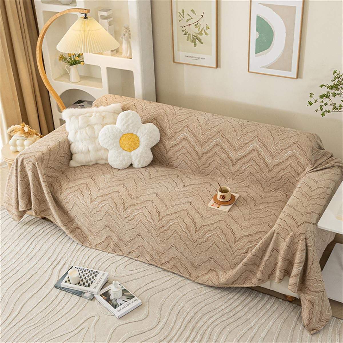 Plaid canapé chenille marron 180x220 cm grande couverture lit