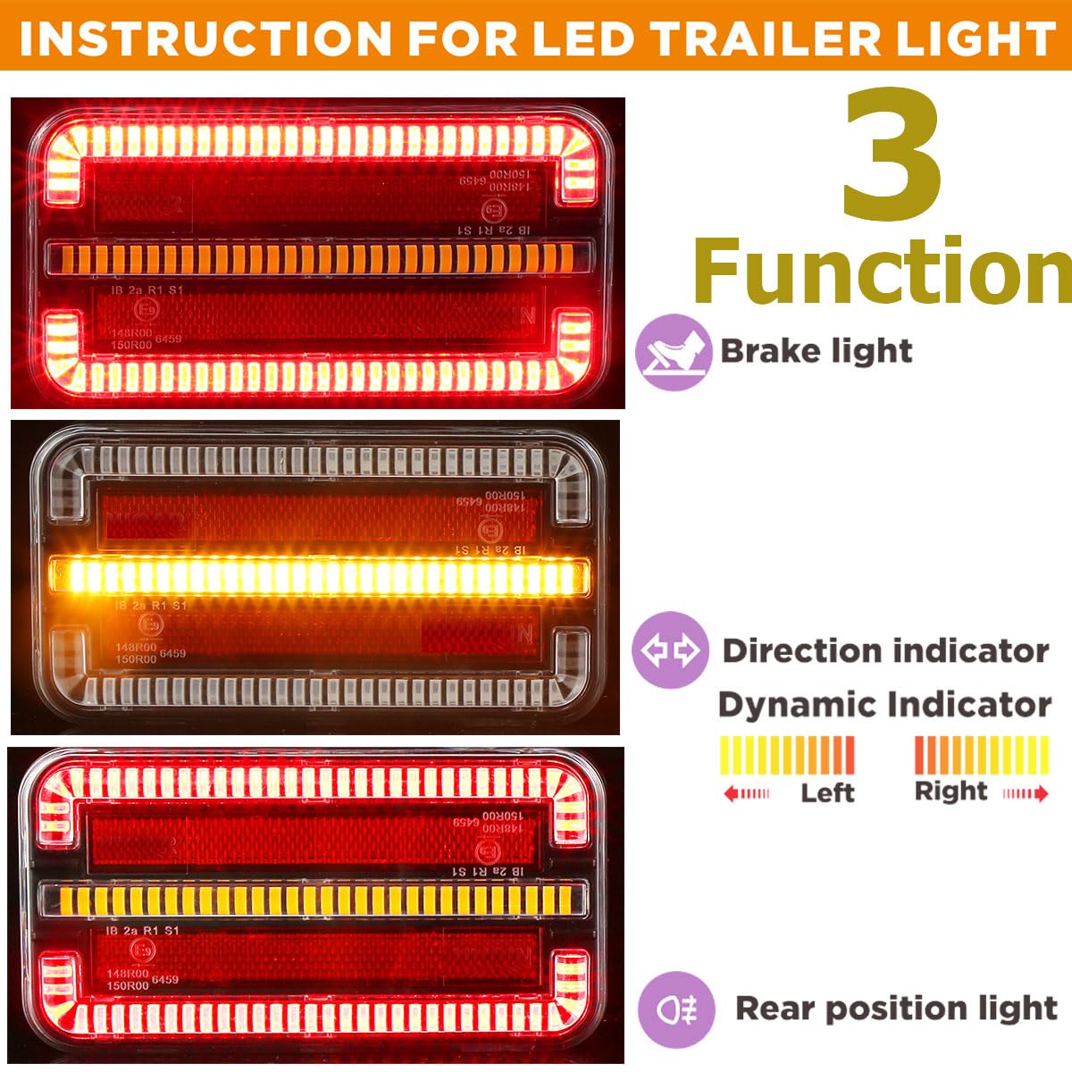 2xAnhänger Rückleuchten Led 4Funktion 12/24v Beleuchtung Anhänger Lichter Wasserdicht