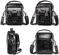 Vista 5 de Hebetag Bolso bandolera de cuero pequeño para hombre, para viajes al aire libre, negocios