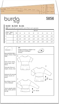 Burda Style X05856BURDA Misses' Slip-on Blouse Sewing Pattern Packet, Design Code B5856, Sizes 8-22 (34-48)