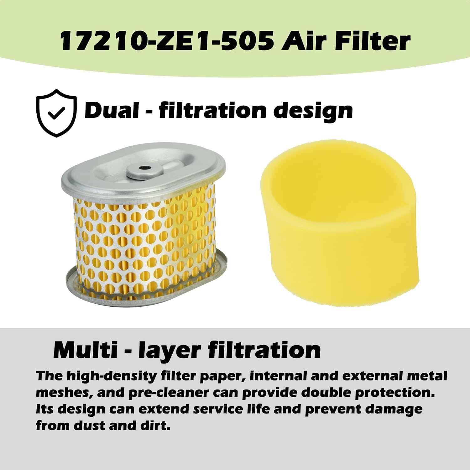 2 Pack GX160 Air Filter Compatible with Honda GX160 GX200 GX140 5.5/6.5 hp Engine, Replace 17210-ZE1-505 17210-ZE1-820 17210-ZE1-517 Air Cleaner