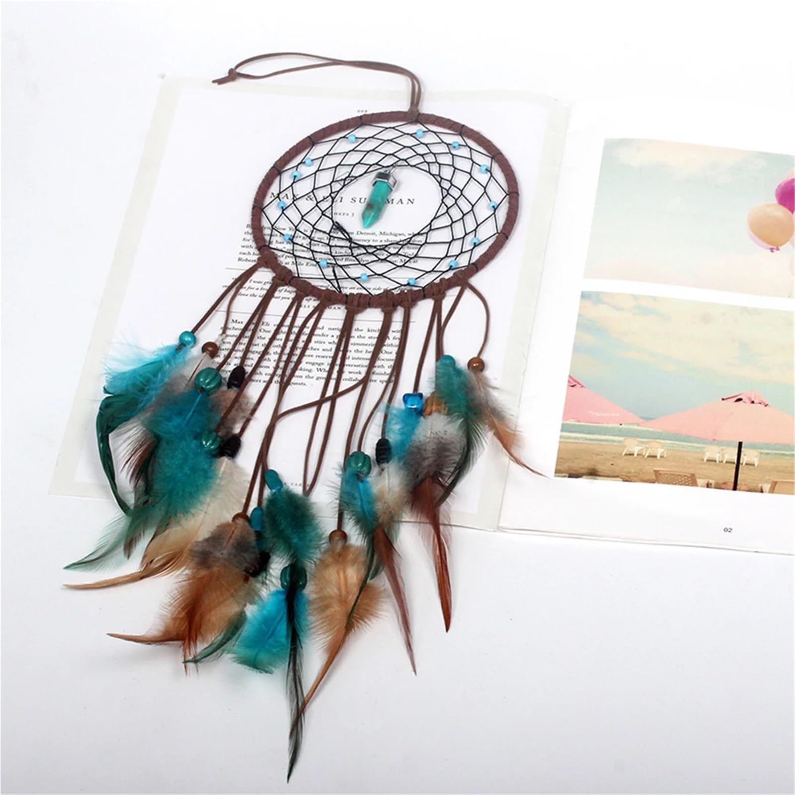 Atrapasueños de Plumas Hecho a Mano, Colgante Pared, for el hogar, 2 uds para El Dormitorio