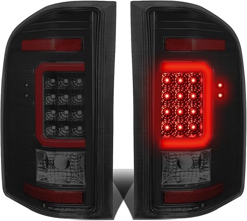 DNA MOTORING TL-CSIL07-LED-RD3D-BK-SM - Conjunto de luz trasera LED 3D para lado del conductor y del pasajero compatible con Chevy Silverado 1500