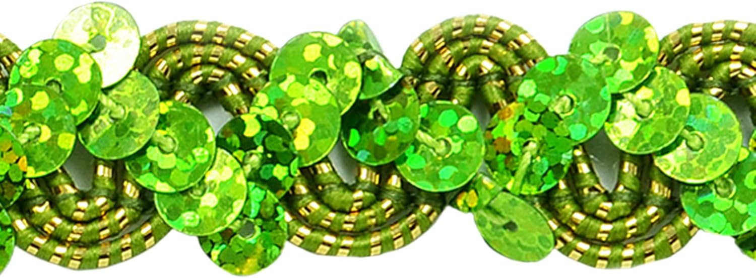 Expo International SIR6176LM Oona RIC Rac Cord & Zig Zag Hologram Sequin Trim Spool, 3 yd, Green : Arts, Crafts & Sewing