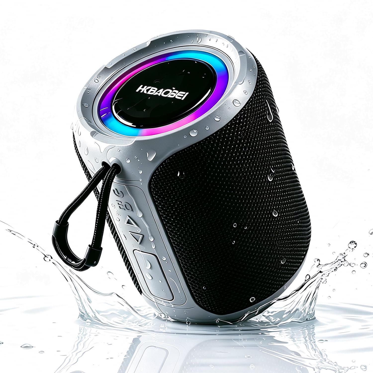 Enceinte portable Bluetooth d'extérieur avec haut-parleur sans fil étanche IPX7 50 W avec lumière RVB, Bluetooth 5.4, TWS stéréo, égaliseur, prend en charge TF/USB/AUX pour camping, plage