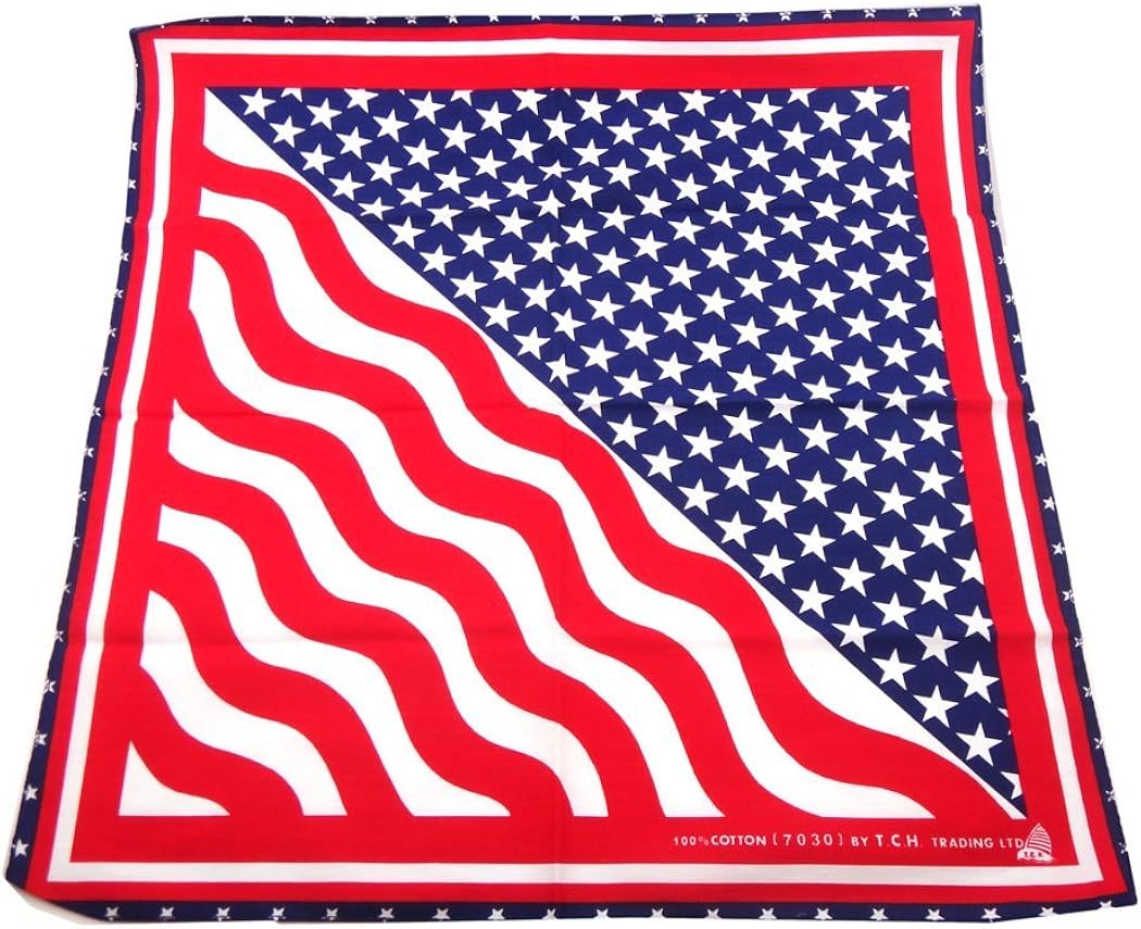 OWM Handkerchief American Flag Bandana Headband 100% Cotton Head Wrap