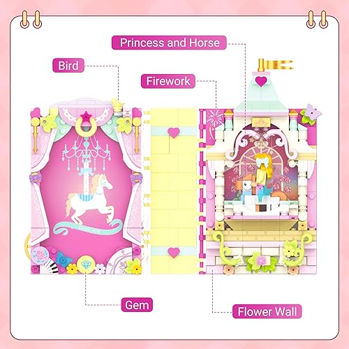 Miniatura 4 de Bloques de construcción de castillo de princesa, marcos de fotos para niños, marcos de fotos de arte de 5 pulgadas, intercambiables, lindos