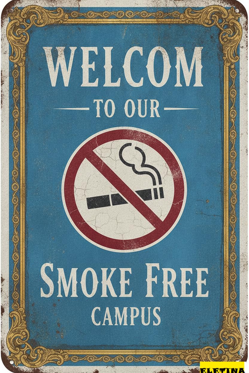 Welcome To Smoking Free Campus Aluminum Warning Sign Outdoor Street Driveway Yard Road Decor 8x12in