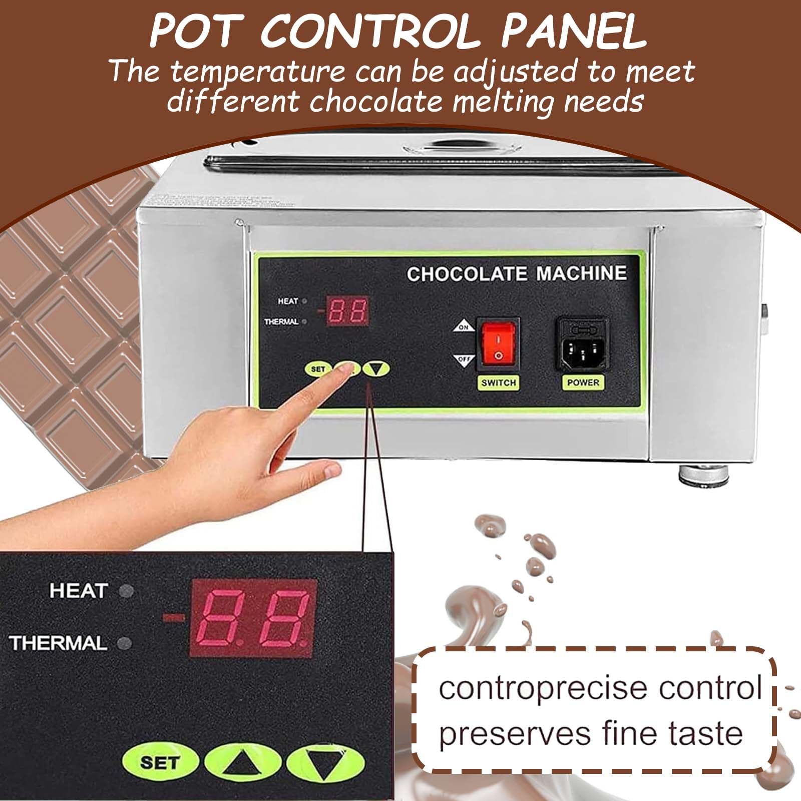 Forno Fusorio per Cioccolato in Acciaio Inox con Riscaldamento Ad Acqua, con Miscelatore per Cioccolato, Vasche Rimovibili, per Caffetterie/Cioccolaterie