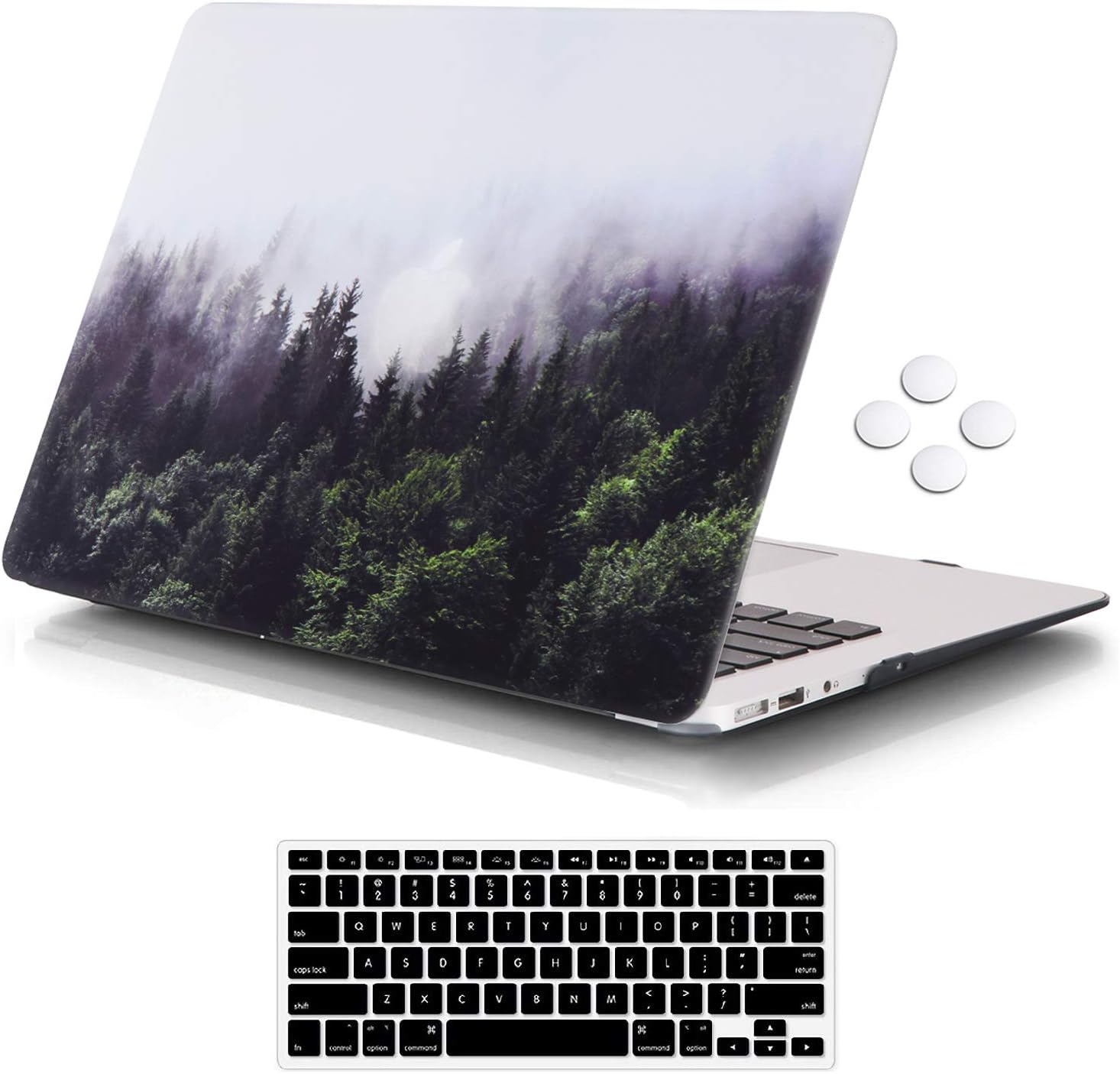 iCasso for MacBook Air 13 inch Case (Release 2010-2017 Older Version), Plastic Pattern Hard Shell Protective Case & Keyboard Cover - Forest