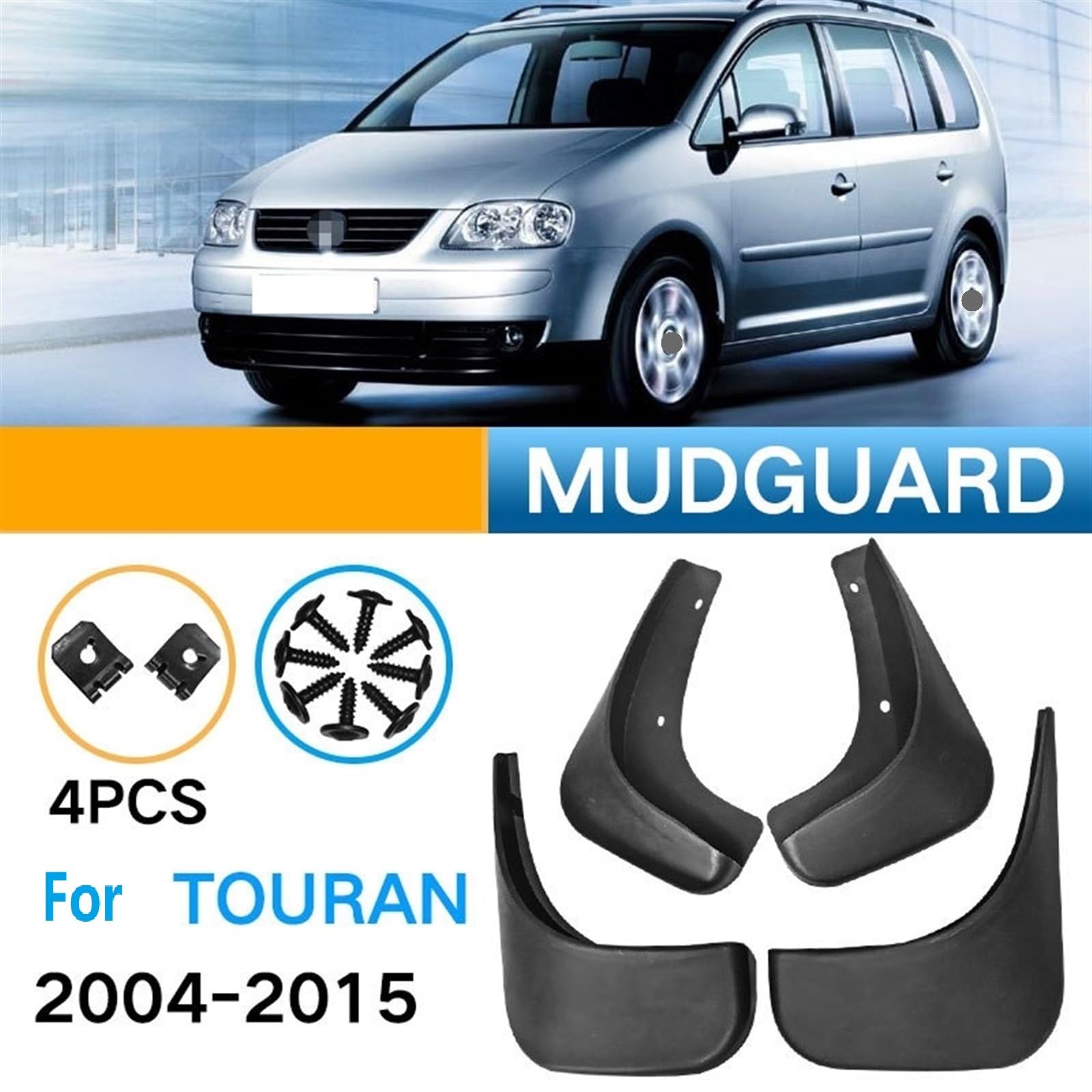 parafanghi per auto Parafanghi, for Volkswagen, for Touran 2004-2015 4 pezzi Parafanghi spessi in polipropilene for auto Paraspruzzi anteriori e posteriori