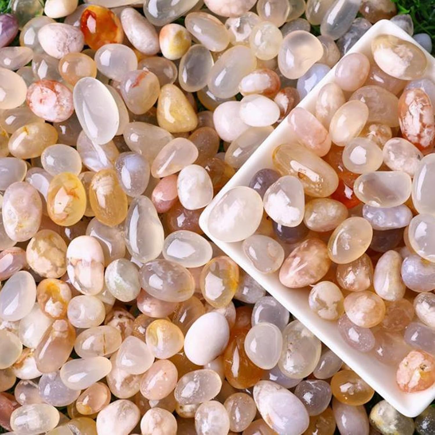 Natural Pebbles Polished Gravel,Crystal Decor Aquarium Substrate Gravel Rocks,Outdoor Garden Landscaping for Pl Ants and Vases Fillers,Potted Succulent Fish Tank(5-7mm) (