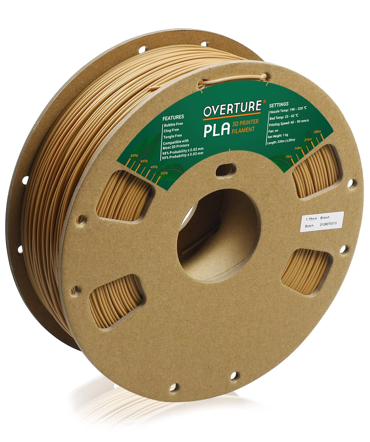 OVERTURE PLA Filament 1.75mm PLA 3D Printer Filament, 1kg Cardboard Spool (2.2lbs), Dimensional Accuracy +/- 0.03mm, Fit Most FDM Printer (Space Gray) : Industrial & Scientific