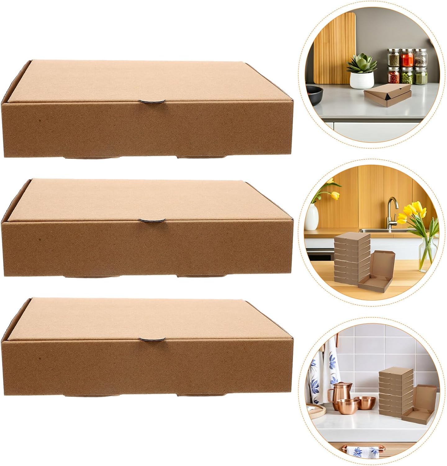 Homoyoyo 30pcs Kraft Paper Pizza Boxes 6 Inch Thick Cardboard Takeout Containers Portable Pizza Wrapping Boxes for Party Events Outdoor Food