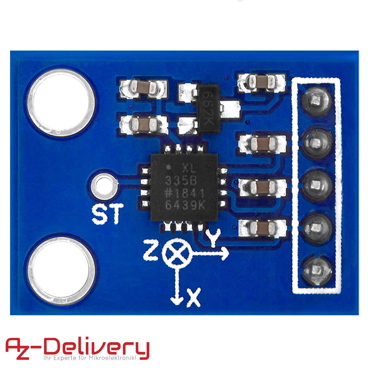 AZDelivery 5 x GY-61 compatible avec ADXL335 Module capteur d'angle d'accéléromètre compatible avec Arduino et Raspberry Pi y compris un eBook
