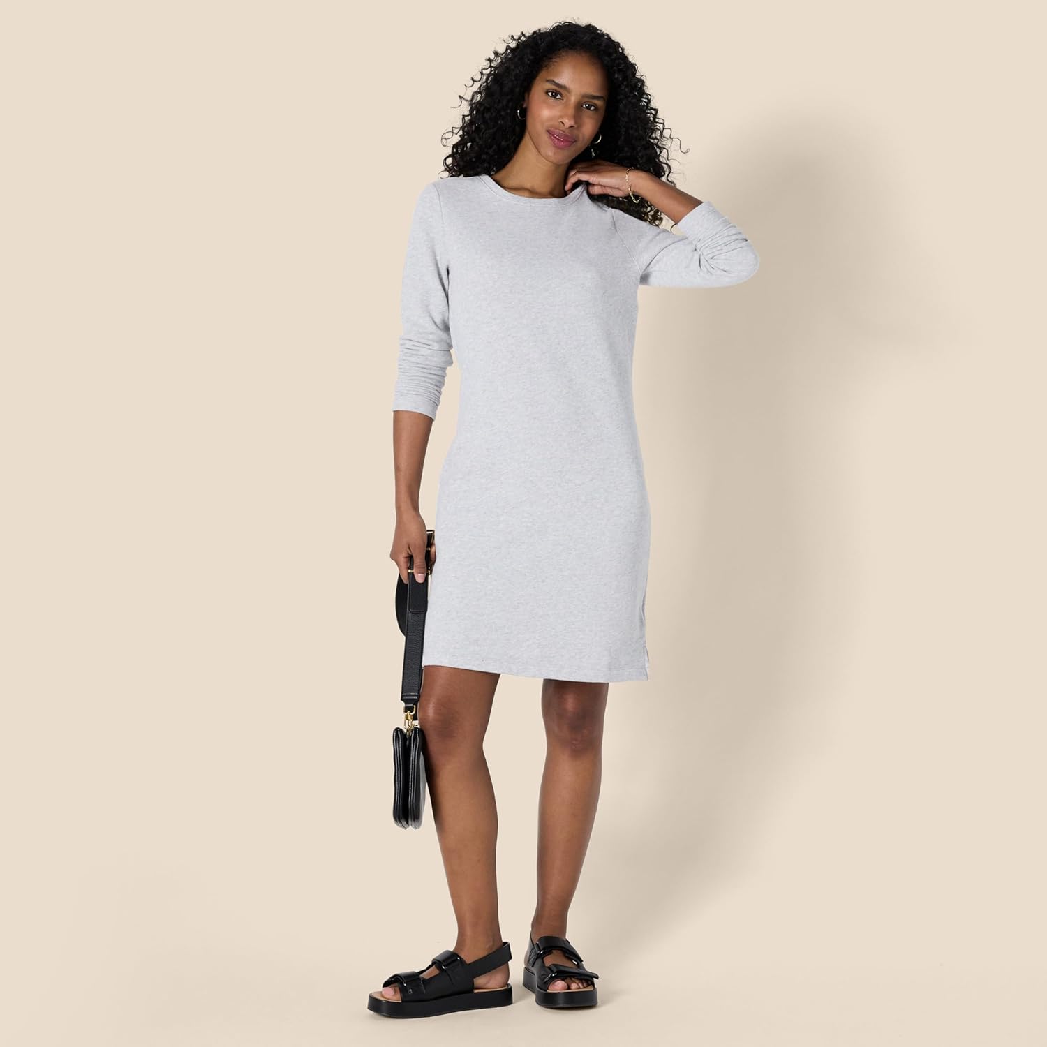 Amazon Essentials Women's Crewneck Long-Sleeve Fleece Above-The-Knee Dress - Image 5