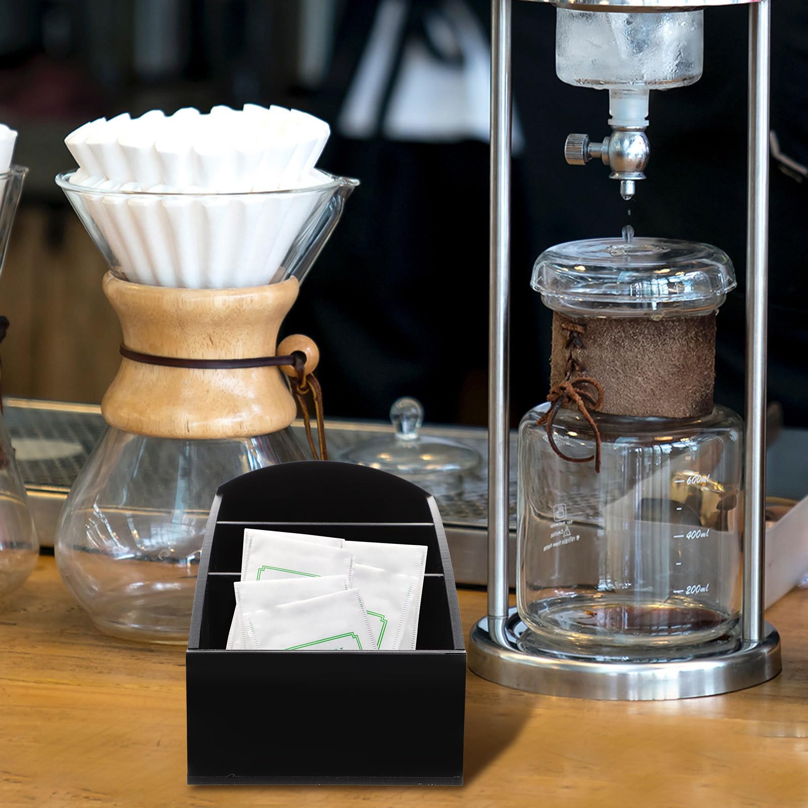 Happyyami Organizzatore per Stazione del Caffè 2 Pezzi Scatola da Banco per Bustine di Tè e Zucchero Portaoggetti Multiuso per Cucina Ufficio e Bar