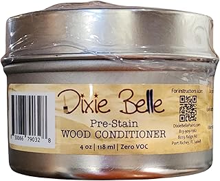 Dixie Belle Pre-Stain Wood Conditioner for Raw Wood – 4 oz – Prevents Blotching & Streaking for Even Stain Absorption – Ideal for Furniture, Cabinets, Crafts – Use Before Gel or Water-Based Stains