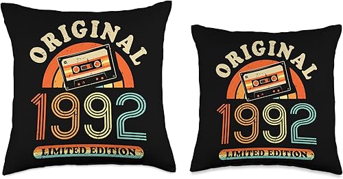 Miniatura 3 de Retro Limited Edition 1992 Cassette Tape 32th Birthday Throw Pillow