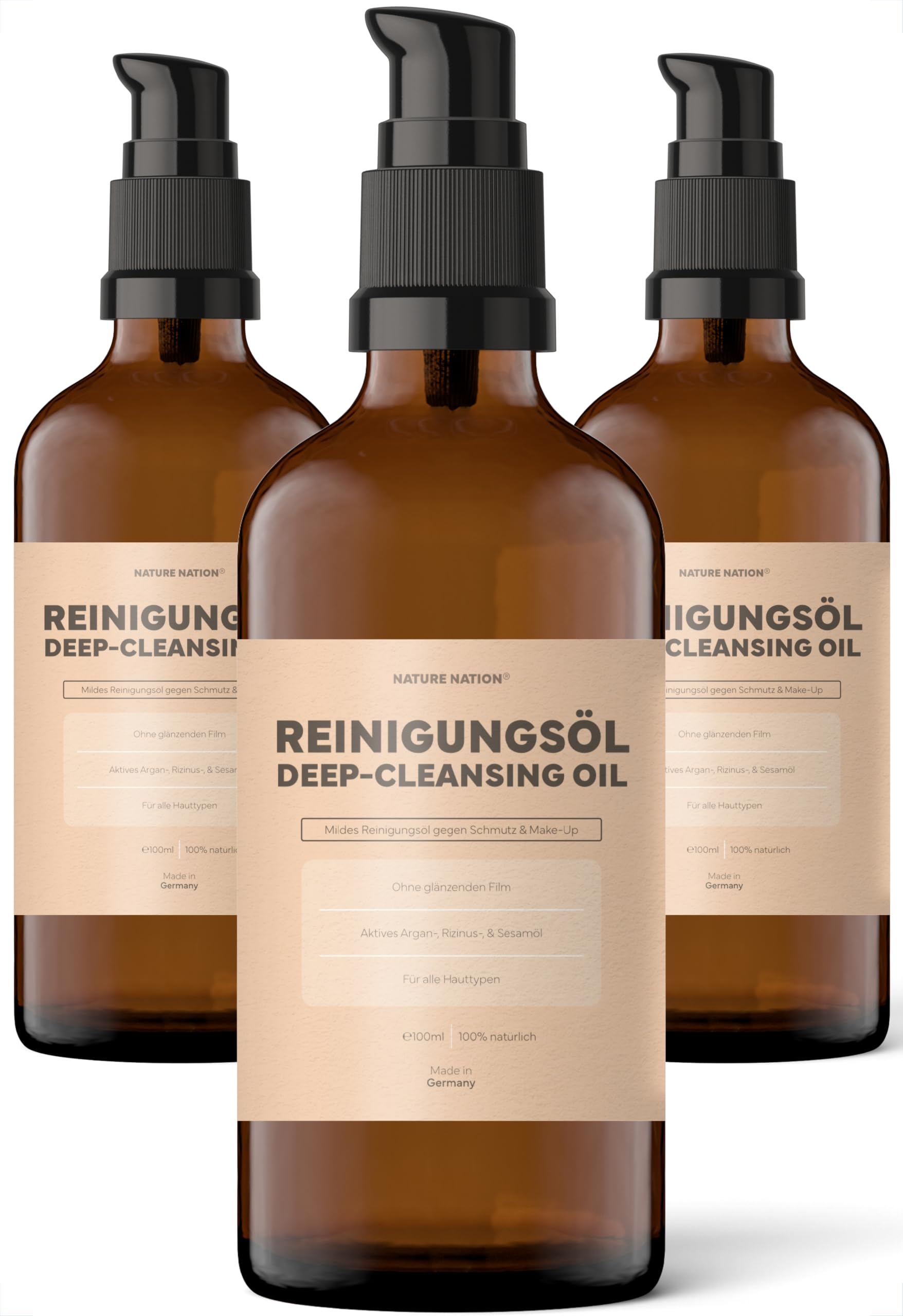 Gesichtsreinigung: Reinigungsöl für das Gesicht (Cleansing Oil) mit BIO Arganöl, Jojobaöl & Rizinusöl; Make Up Entferner, Talg & Sonnencreme; Ohne Augenbrennen, Alkohol, AHA & BHA; Leicht abzuwaschen