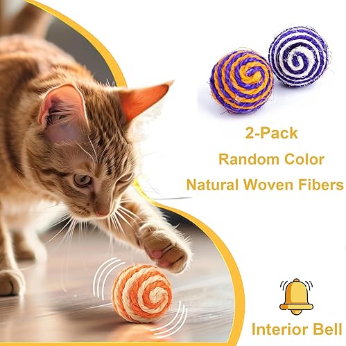 Miniatura 7 de 6 juguetes interactivos para gatos de interior  Surtido incluye juguetes de hierba gatera, palos de vid plateada, bolas de sisal y juguete de pájaro