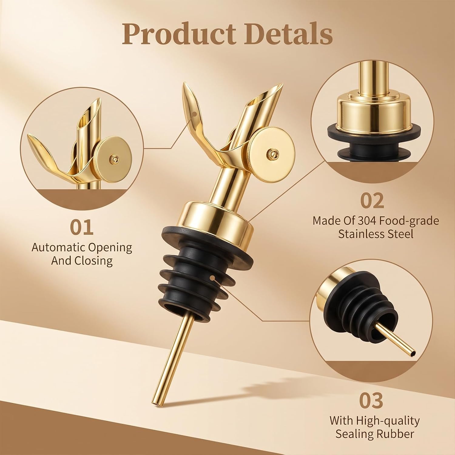 2pcs Liquor Pour Spout Set, Olive Oil Dispenser Spouts With Brush