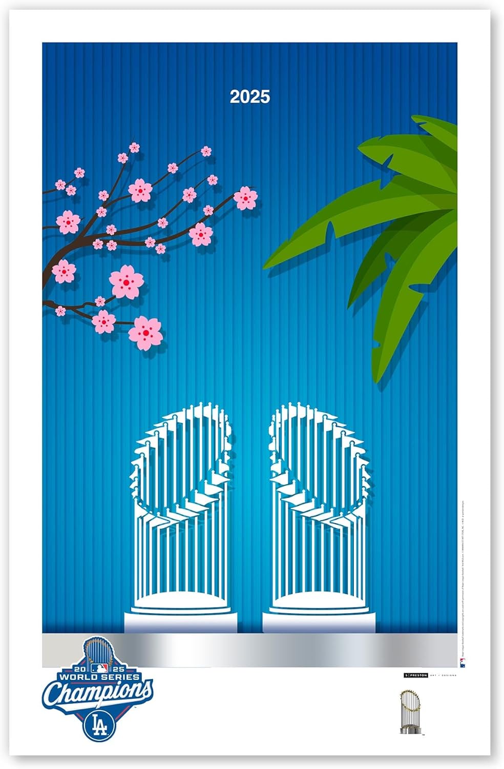 Los Angeles Dodgers - Minimalist World Series 2025 MLB Art Poster Print by S. Preston - Living Room Home Wall Decor, 11" x 17" Unframed Artwork