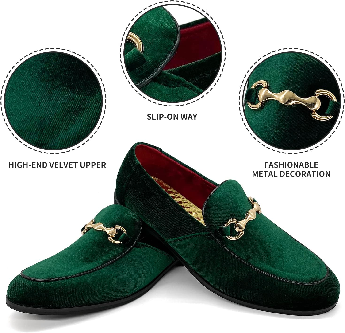 MHB Men's Multiple Colors Velvet Loafer Slip-on Tuxedo Dress Shoes Glitter Suede Smoking Slipper - Image 5