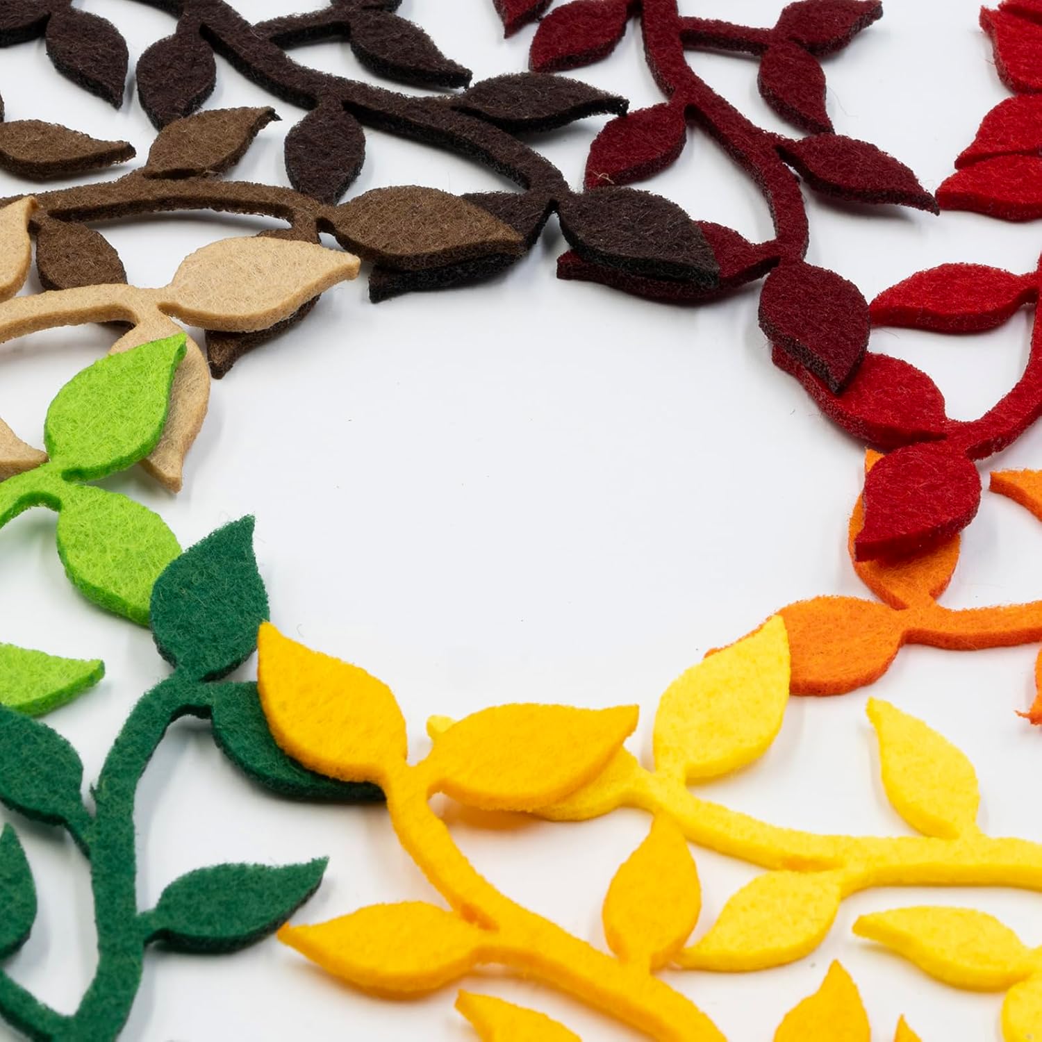 Summer-Ray 50pcs Mixed Colors 2mm Felt Vine Leaves Value Pack for DIY Craft
