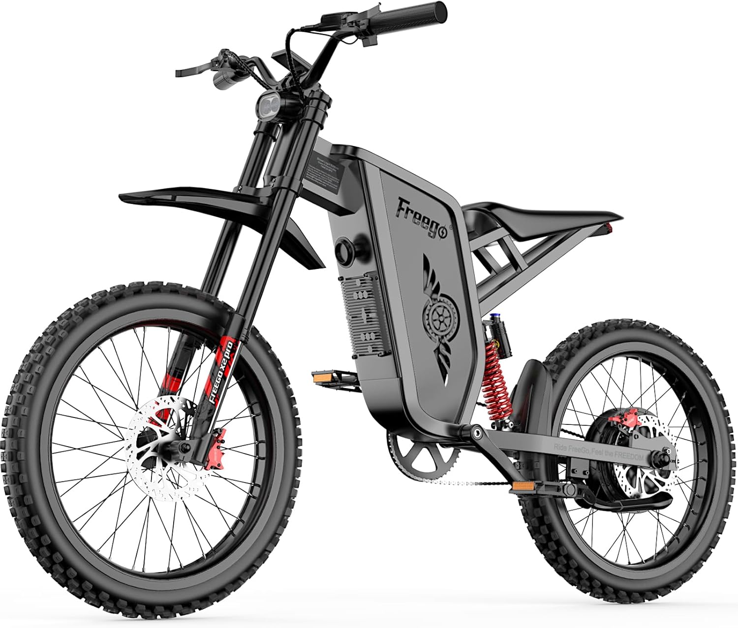 Freego X2Pro Electric Motorcycle for Adults Teens,Electric Dirt Bike Teens 6000W(Peak) Motor 1800Wh Battery,Max 50Mph Off Road Electric Bicycle,Full Suspension UL 2849 Certified