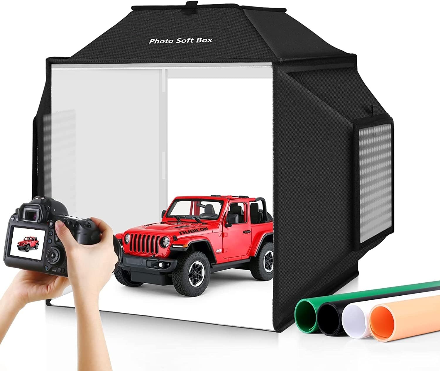 OBEST Scatola Luminosa da Studio Portatile, 15,8"* 15,8" Mini Studio Dimmerabile, CRI≥95, con Perline LED a 3 lati (480 pezzi) e Finestra Frontale Staccabile