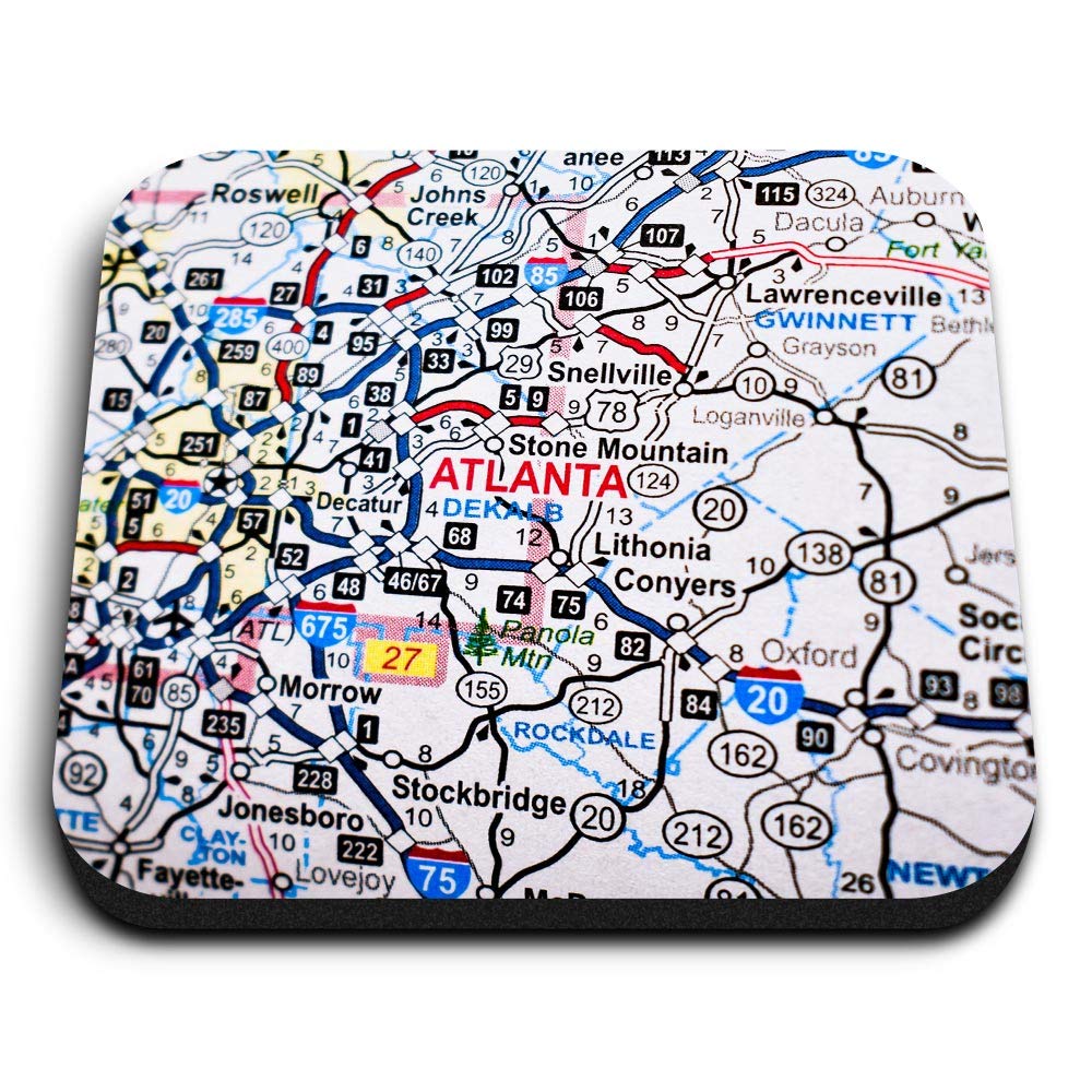 1 x Square MDF Fridge Magnet - Atlanta Georgia America USA Travel Map 44157