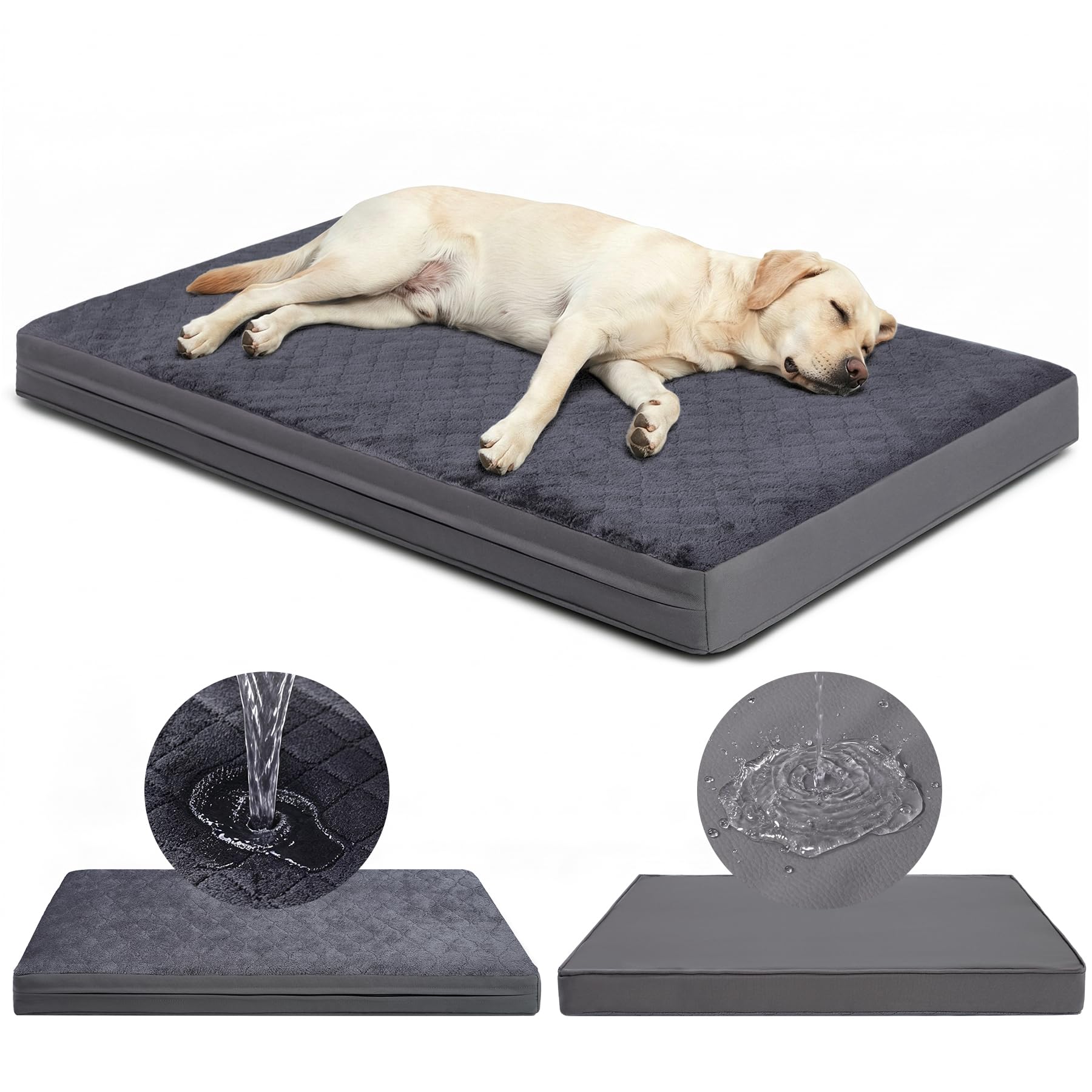 Favodormir Cuccia Cane Interno Taglia Grande-104x68x8cm, Impermeabile Cuscino Cani, in Similpelle Un Lato, Bifacciale Cuccia Per Cani,Impermeabile Fodera Con, Sfoderabile e Lavabile, Grigio