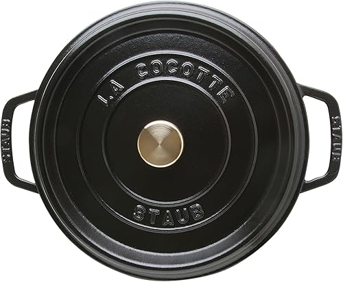 Vista 221 de STAUB Horno holandés de hierro fundido 4-qt Round Cocotte, fabricado en Francia, sirve 3-4, blanco