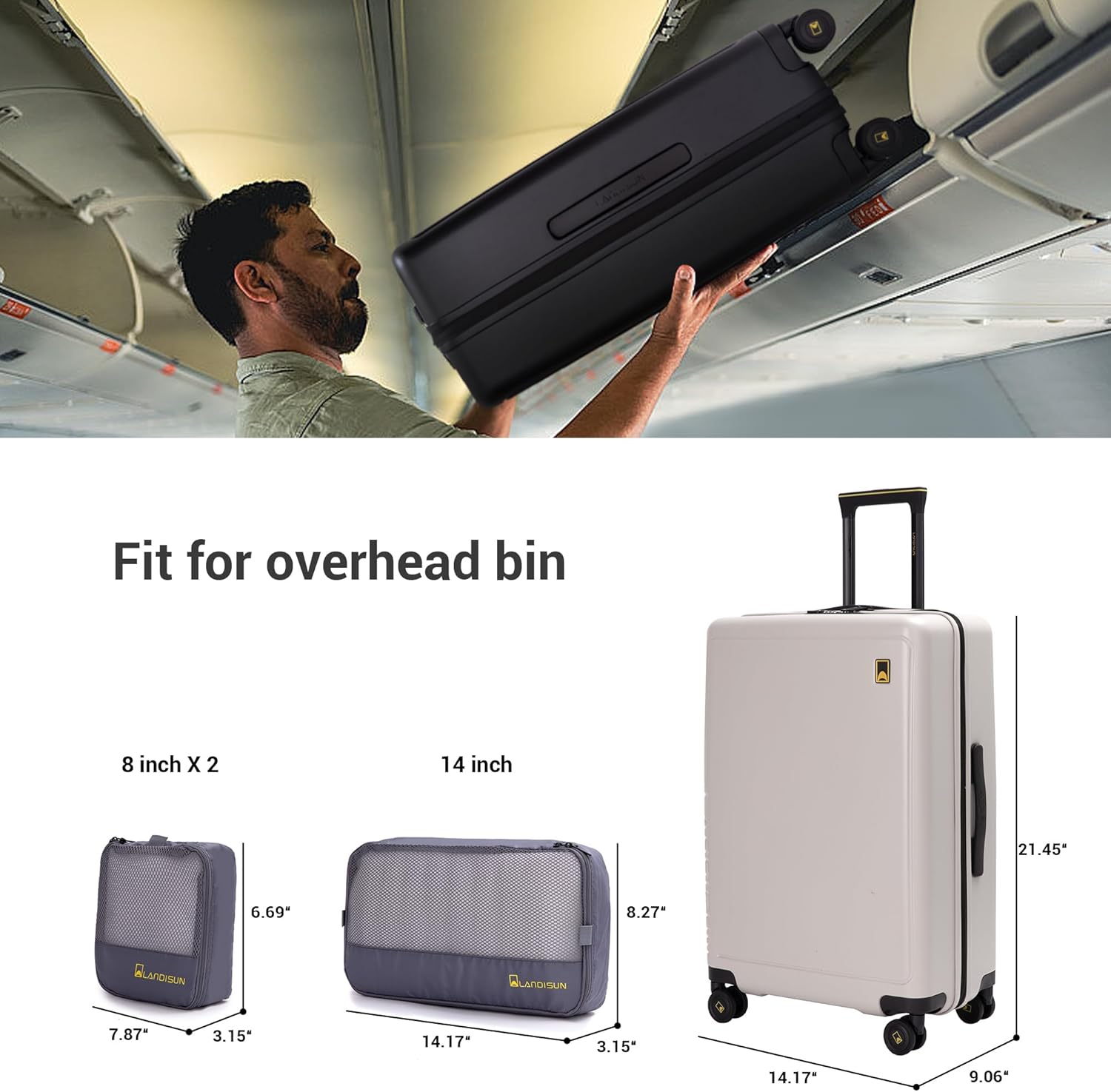 Travelhouse Carry On Luggage 22x14x9 Airline Approved, 20-Inch Suitcases with Spinner Wheels, Hardshell PC Carry-on Luggage with TSA Lock and Packing Cubes for Men Women Business Trip