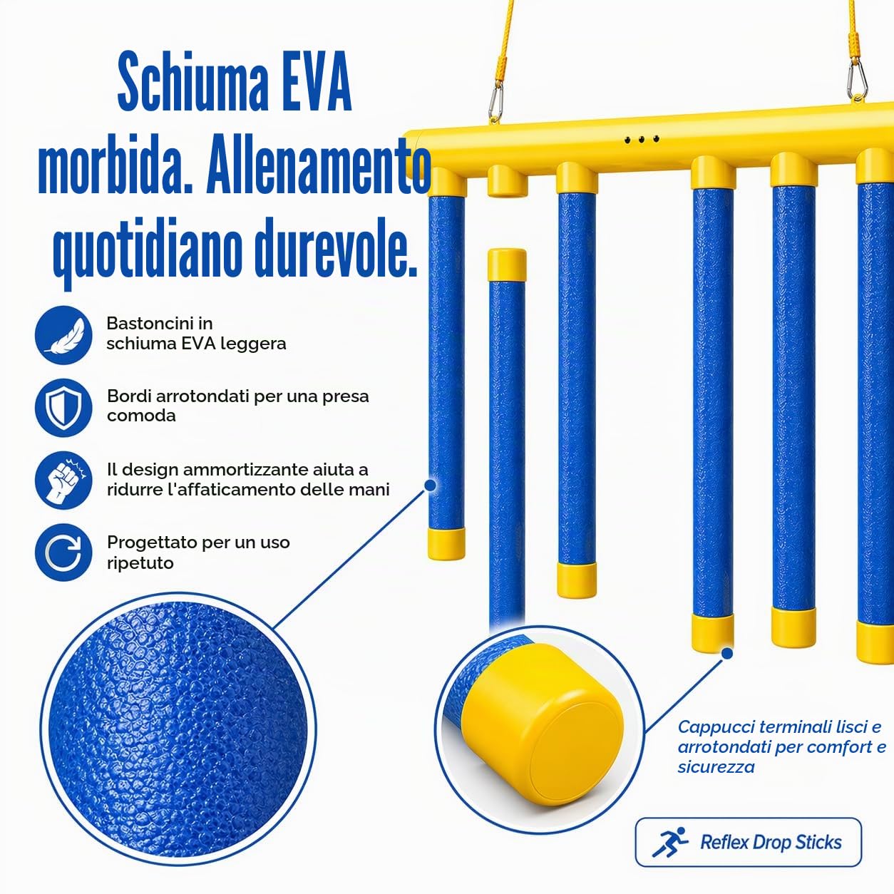 Reflex Drop Sticks Challenge, Bastoncini per allenamento di reazione, bastoncini regolabili per la coordinazione occhio-mano e aumento del tempo di reazione negli adulti