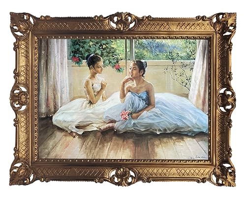 Wunderschönes 90x70cm Ballerina Ballerin Gemälde Bilder Bild mit Rahmen Barock Antik Repro Rahmen 58B ...