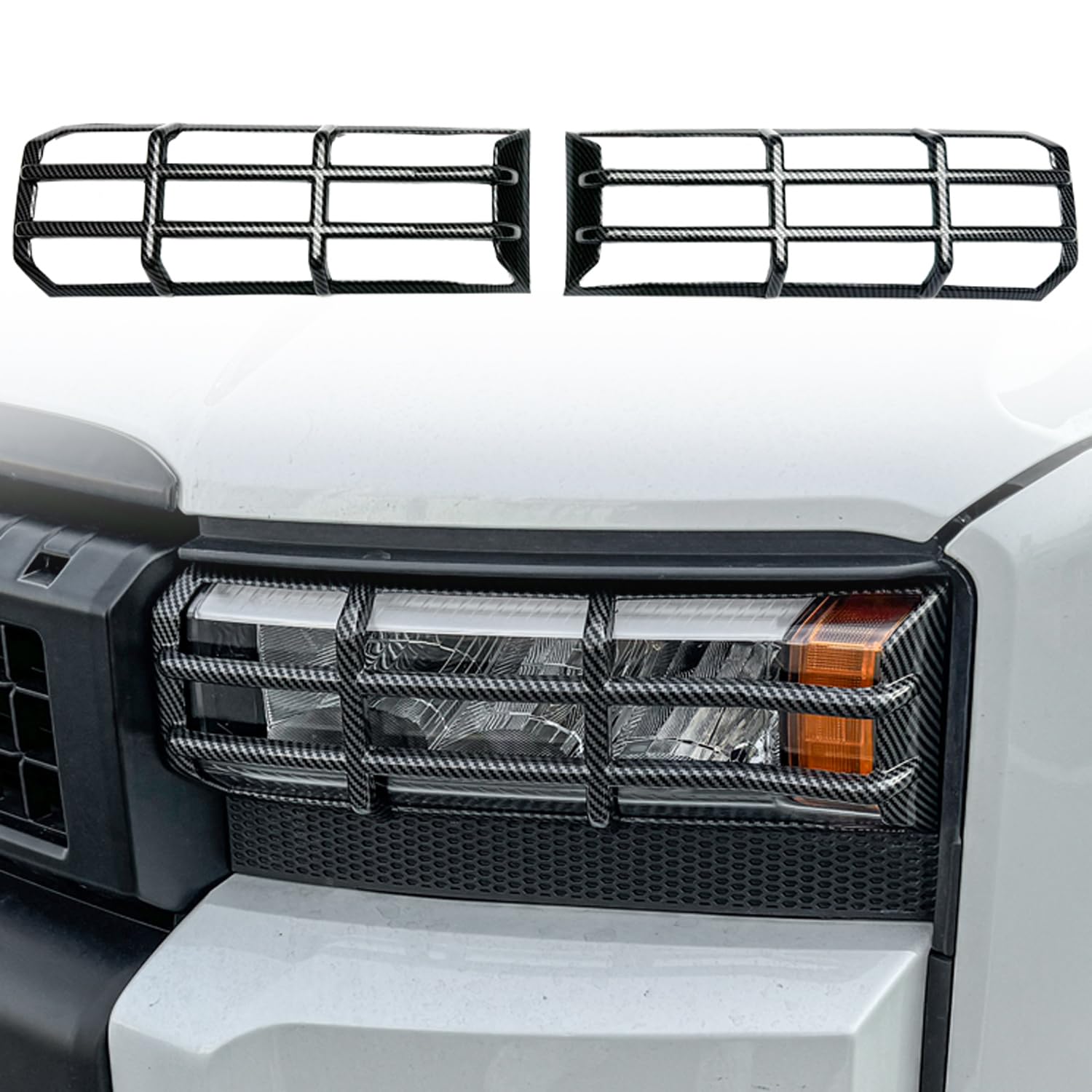 CTH for Toyota Land Cruiser LC250 2024 2025 Front Head Light Lamp Frame Decorative Cover Car Accessories 2pcs (Carbon Fiber Black)
