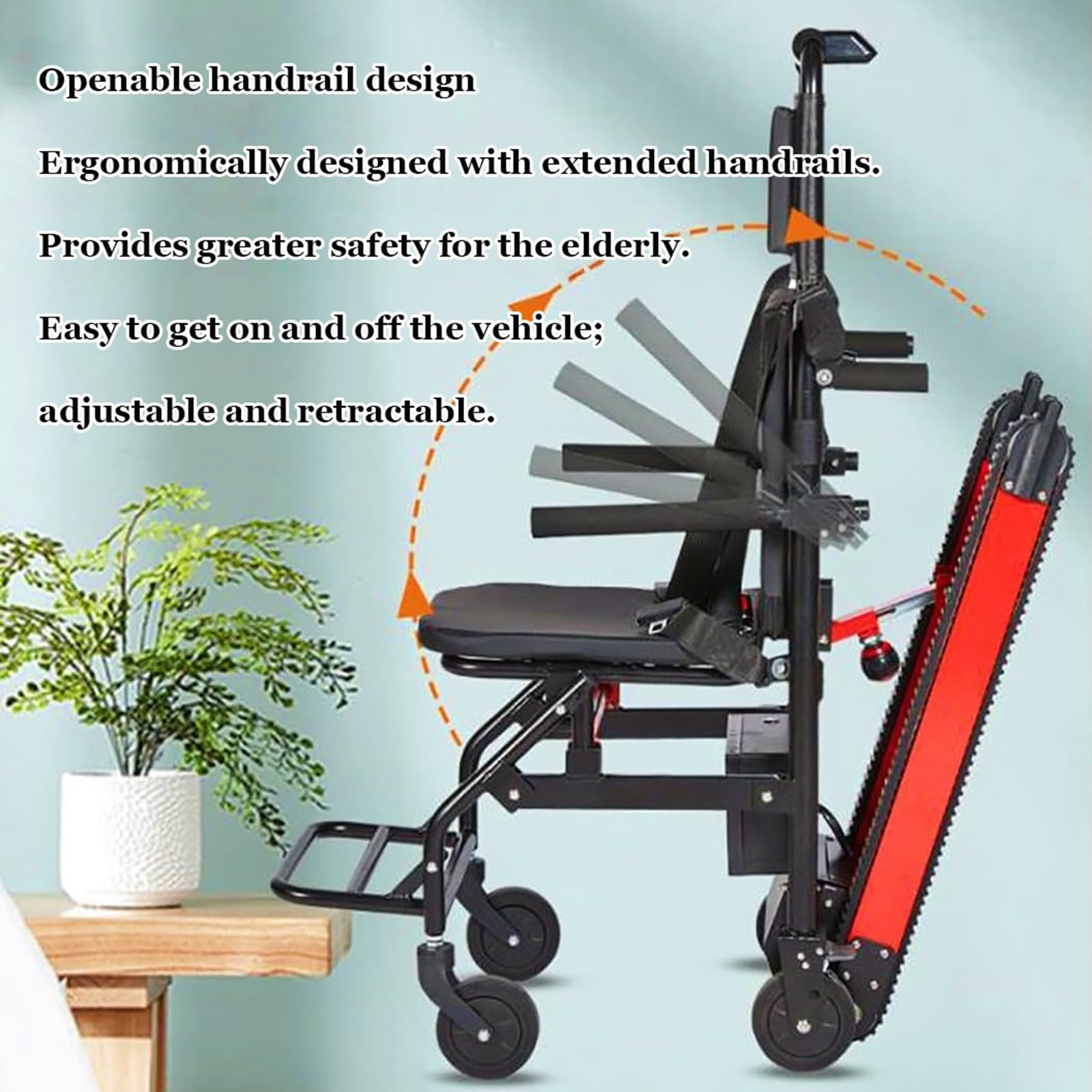 Treppenlift Für Senioren,Elektrischer Treppenlift Für Rollstühle,Faltbarer, Tragbarer Treppenlift Für Ältere Patienten,Sichere Traglast 169 Kg Black