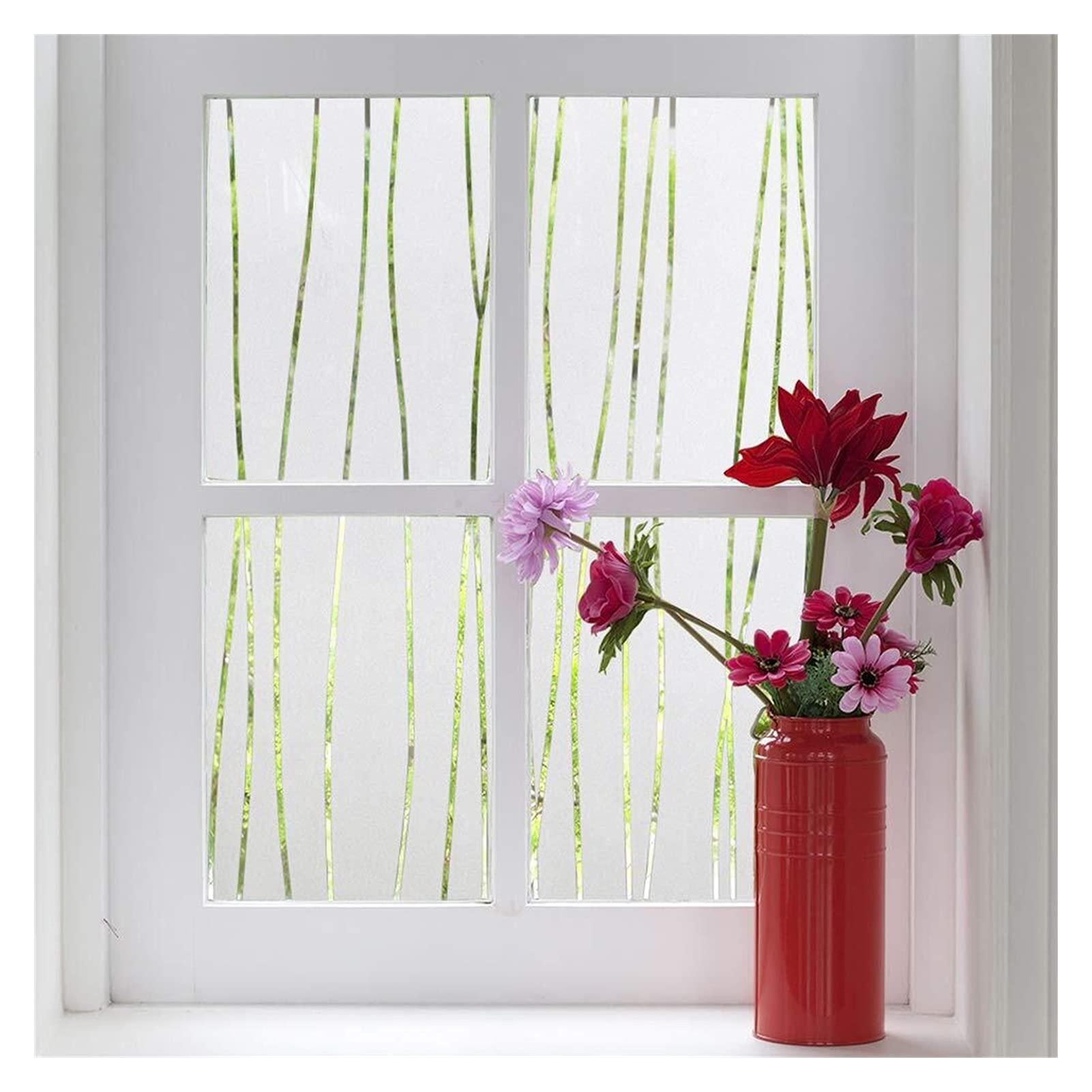 window film， for Privacy and Light Protection Vinyl Static Cling Decor Window Sticker for Home and Office(60x200cm)
