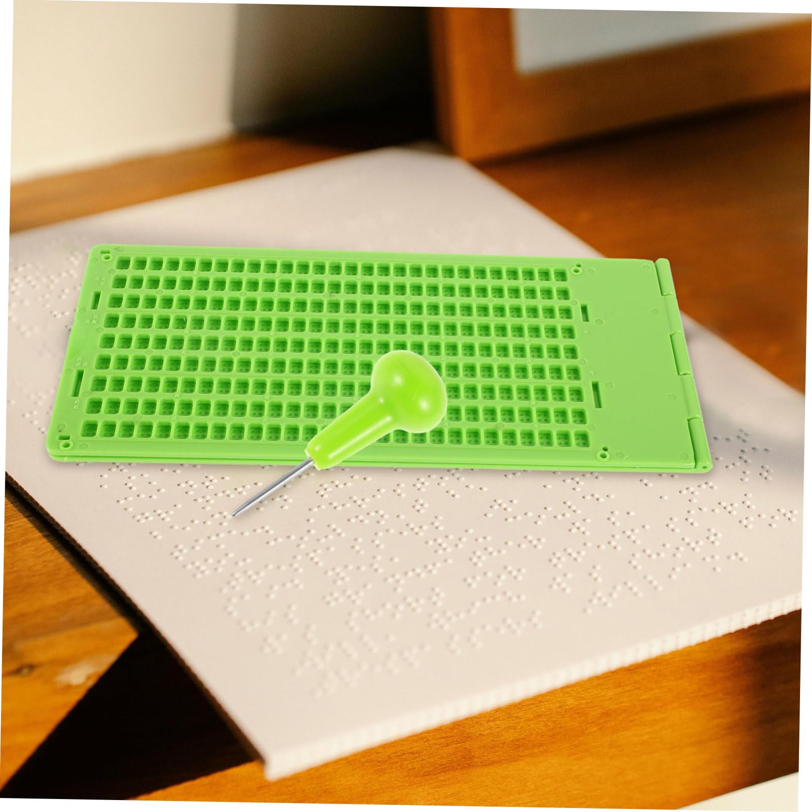 3 Set Di Penna Per Tavoletta Con Tastiera Per Scrittura Cieca Stilo Per Scrittura Cieca Piastra Per Scrittura Cieca Accessori Per Scrittori Ausili In Pp Verde