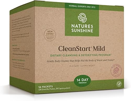 Nature's Sunshine CleanStart Mild, 56 paquetes Potente desintoxicación a base de hierbas que apoya la limpieza natural y diaria de los desechos del