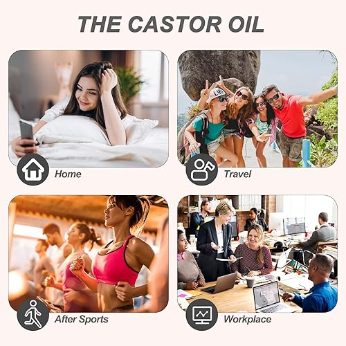 Miniatura 6 de Paquete de aceite de ricino para pies, paquete de aceite de ricino orgánico, reutilizable y antifugas de aceite con bolsas de almacenamiento de ropa