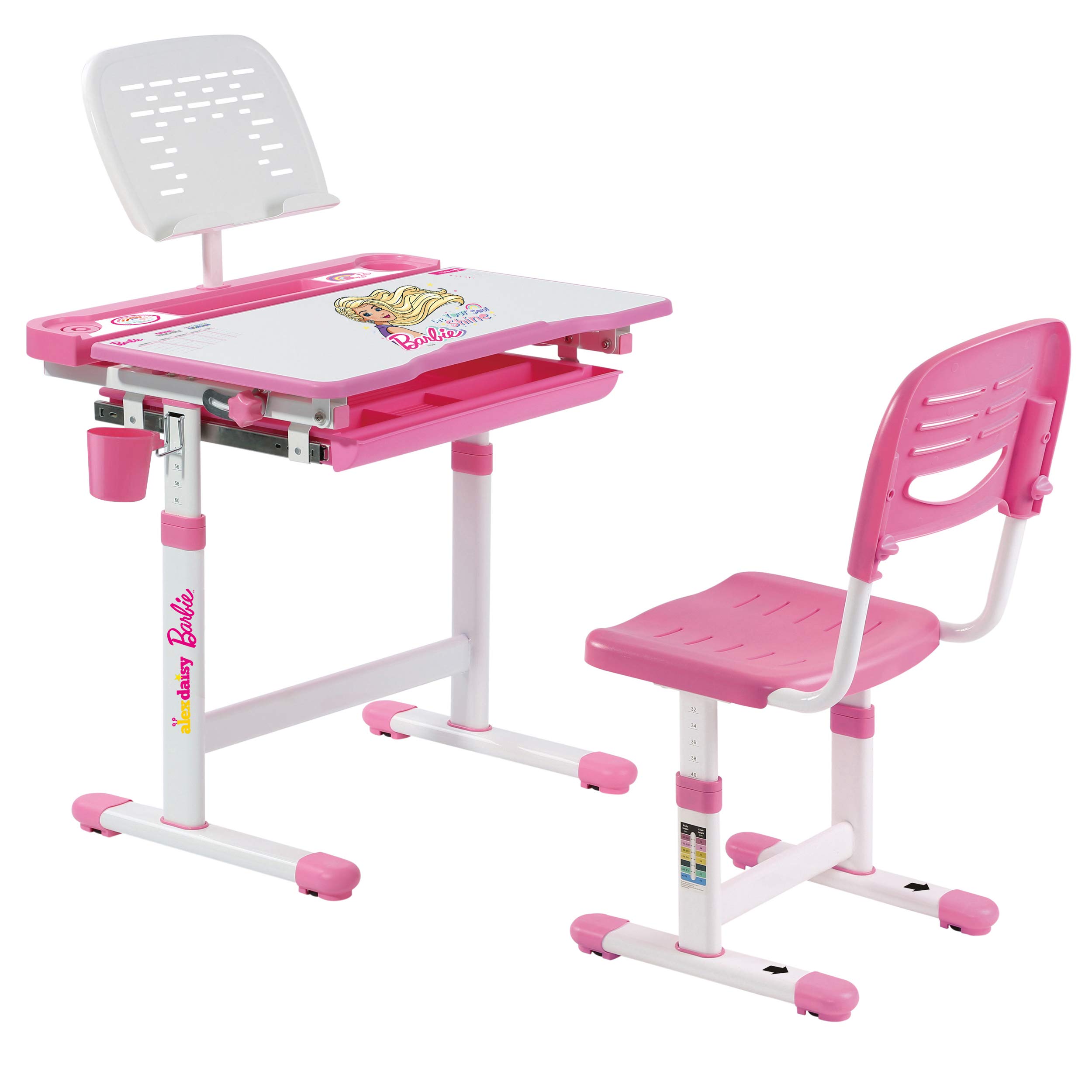 Alex Toys Daisy Kids Plastic Pluto Height Adjustable Study Table And Chair Set (Standard, Pink Barbie), 0.1 Centimeters, 8 Centimeters