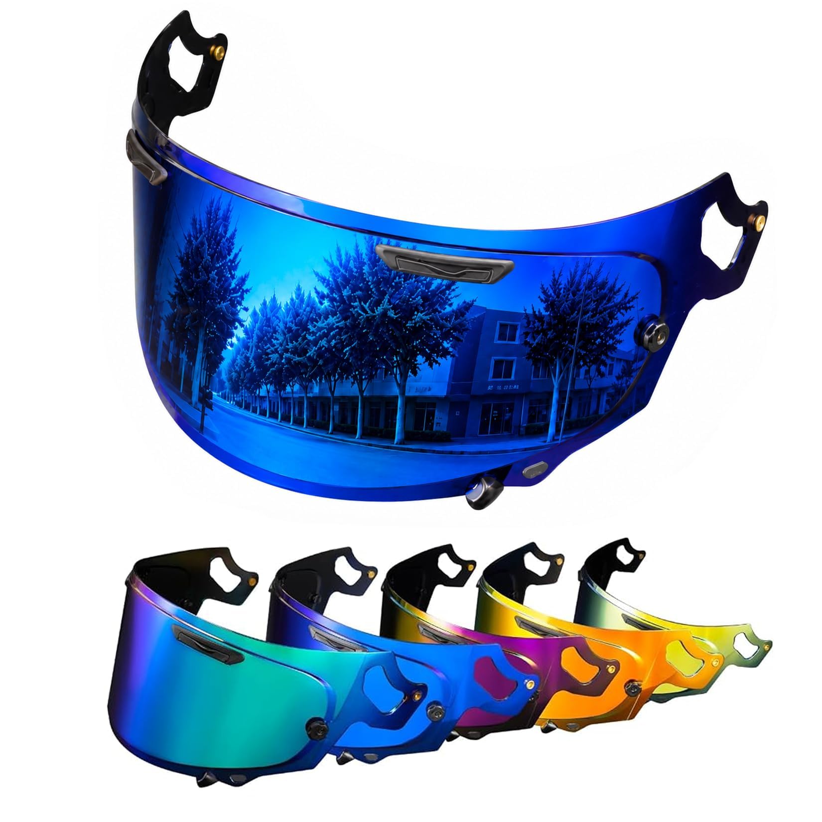 PSLER Shatterproof Helmet Visor for Regent X Corsair-X Quantum-X,Deep Blue