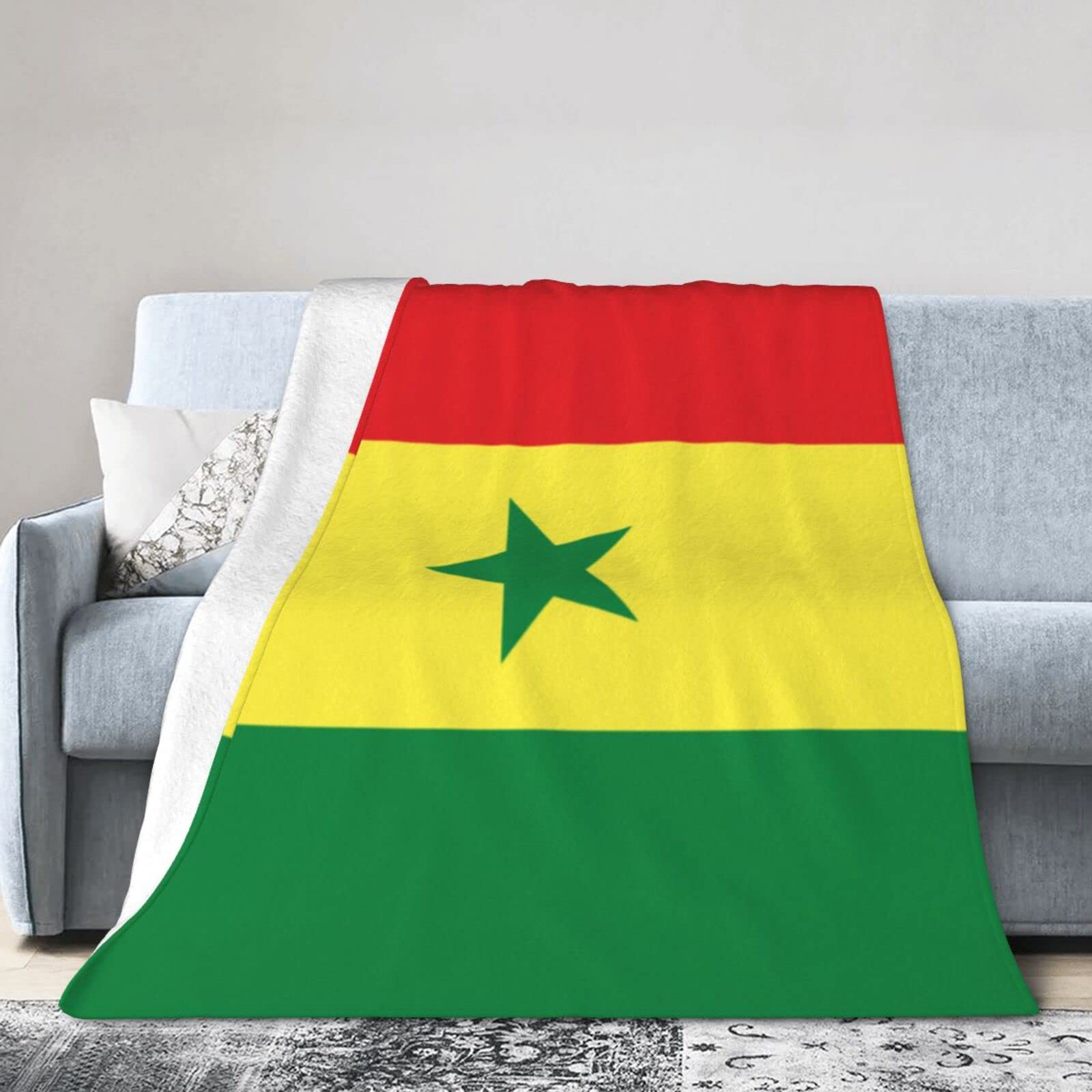 Melbrakin Senegal Flag Blanket Throw Blanket Flannel Fleece Blanket Soft Fuzzy Lightweight Blanket For Sofa Bedroom Couch 80"X60"